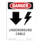Signmission OSHA Danger Sign, 10" Height, Rigid Plastic, Underground Cable, Portrait, V-1599 OS-DS-P-710-V-1599 - alternate 1